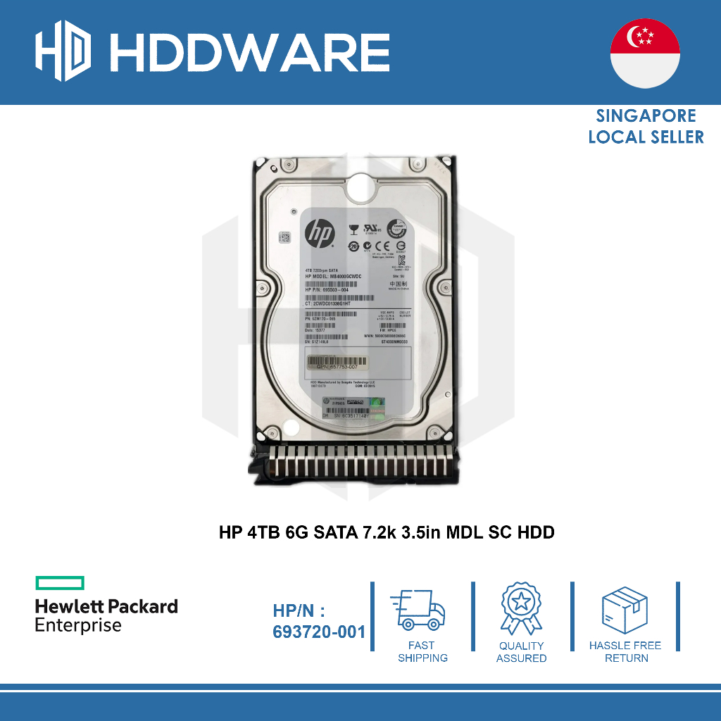 HP 4TB 6G SATA 7.2k 3.5in MDL SC HDD // 693687-B21 // 693720-001