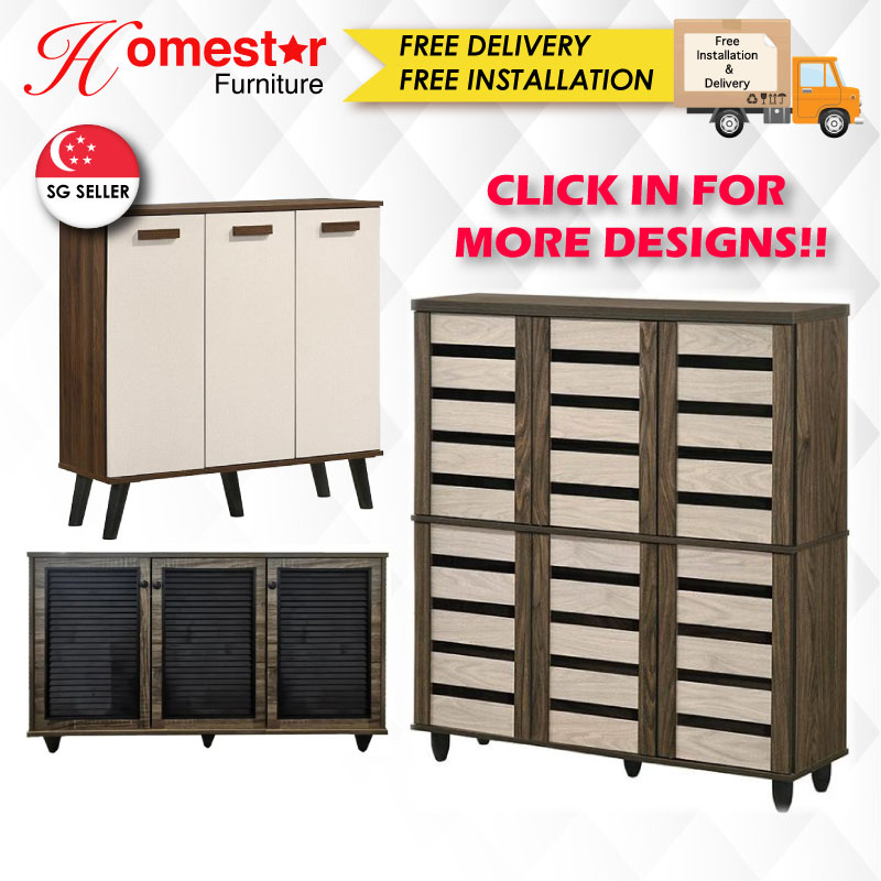 HOMESTAR.CHEAPEST WOODEN 2 DOOR SHOE CABINET WALNUT OAK LIMEWASH 3 DOOR 4 DOOR STYLISH SG STOCK Shopee Singapore