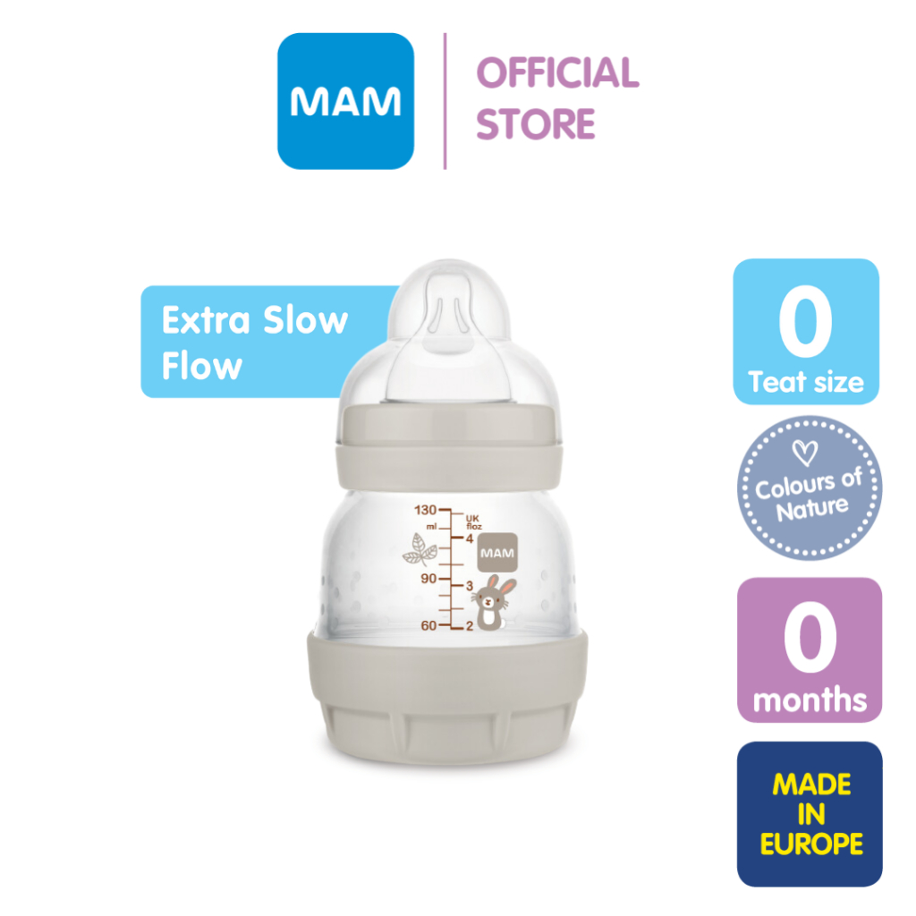 MAM Easy Start Anti Colic Bottle (130ml) with Extra Slow Flow Silicone ...