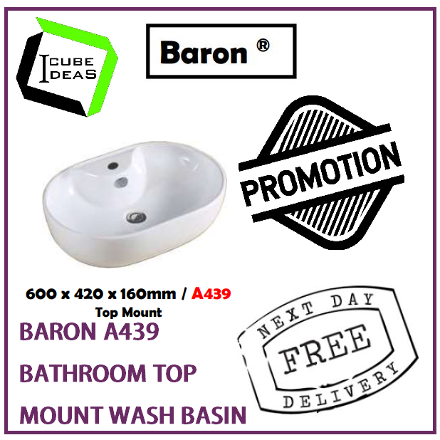 BARON A439 TOP MOUNT BASIN | EXPRESS FREE DELIVERY | Shopee Singapore