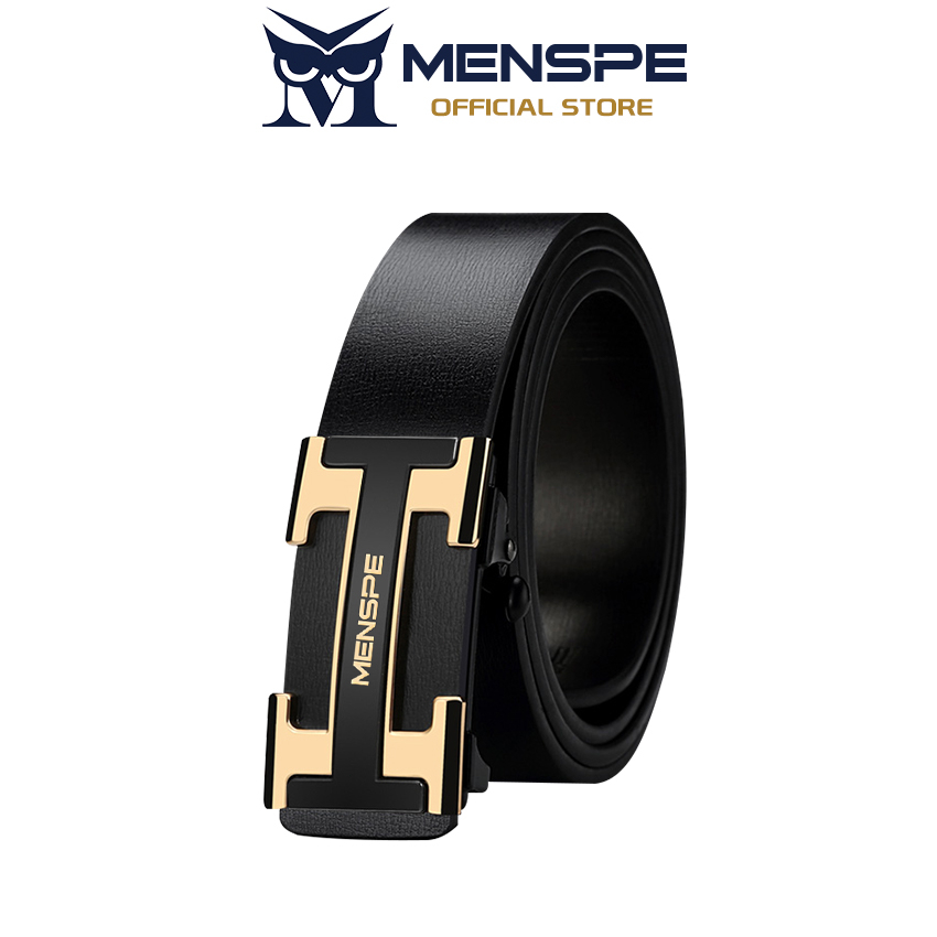 MENSPE Men's Belt Men Fashion Belt Male Genuine Leather Belts H Letter