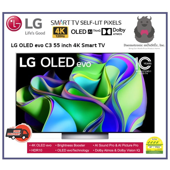 LG C3 55inch Evo OLED 4K Smart TV OLED55C3PSA + Free Wall Mount + 3