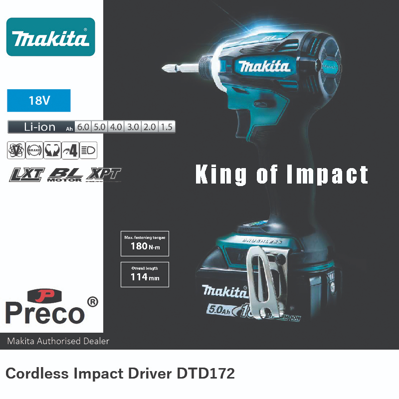 SG Authentic Stock Makita DTD172Z 18V Cordless Impact Driver