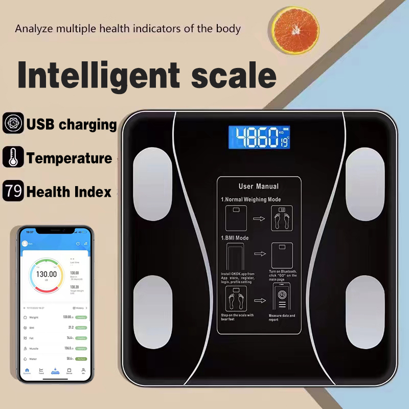 180kg Gradients Color Bathroom Scale Floor Digital Scale Body Weight Glass LED Smart Scales Electronic Balance of The Body Scale, Purple