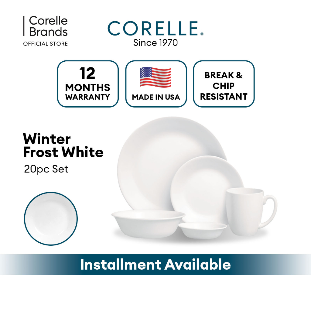 Corelle Dinnerware 20pc Set Winter Frost White Shopee Singapore