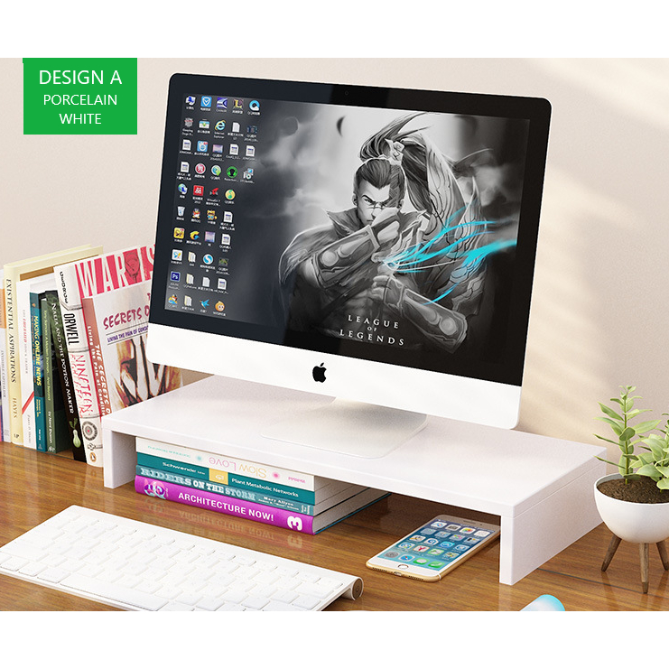 Wooden Monitor Stand with Storage Rack | Shopee Singapore