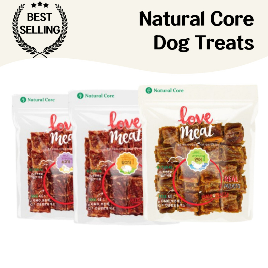 Natural Core Love Meat Dog Treats Premium Cuts of Lamb, Beef, and Salmon High Protein, Grain
