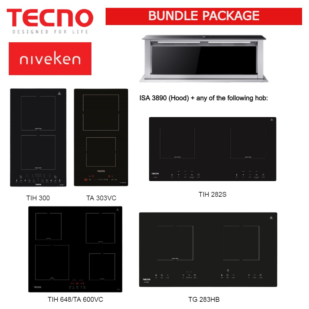 TECNO ISA 3890 Downdraft Cooker Hood (HOOD + HOB) Downdraft Cooker Hood