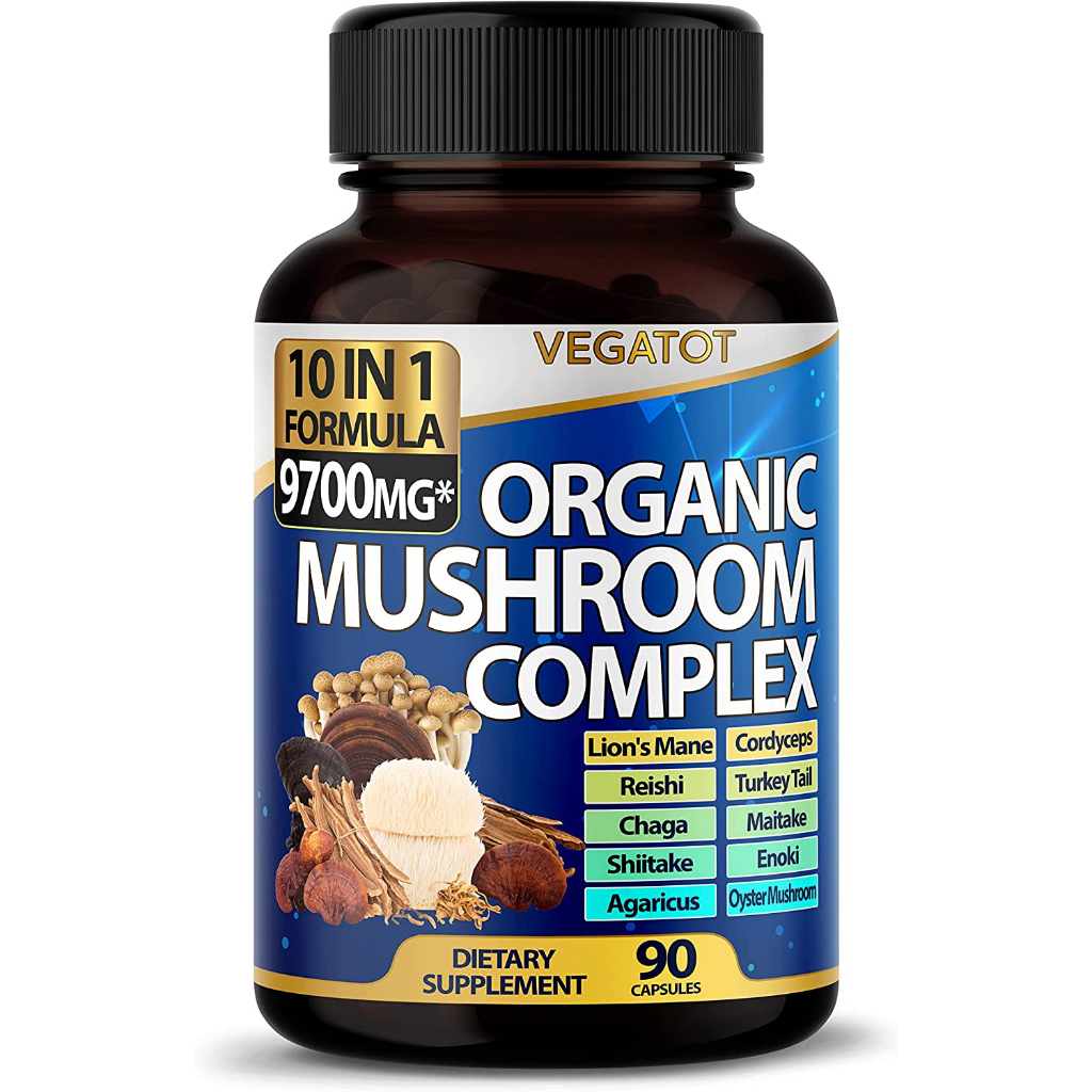 VEGATOT 𝟭𝟬 𝗜𝗡 𝟭 High Strength 90 Capsules Mushroom Supplement 𝟵,𝟳𝟬𝟬𝗠𝗚
