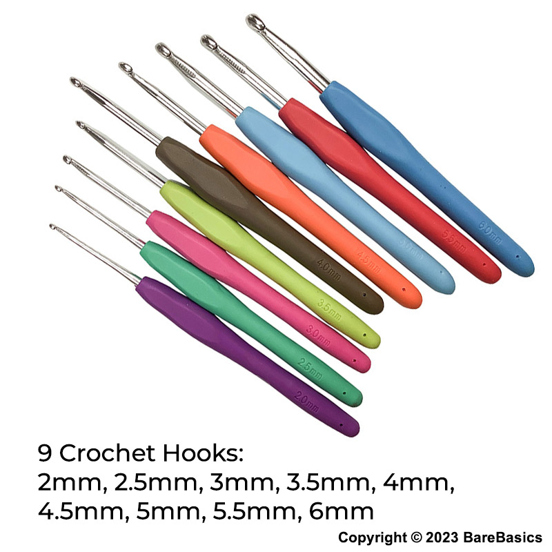 [SG Stock] Aluminium Crochet Hook Set Rubber Handle 2mm 3mm 4mm 5mm 6mm