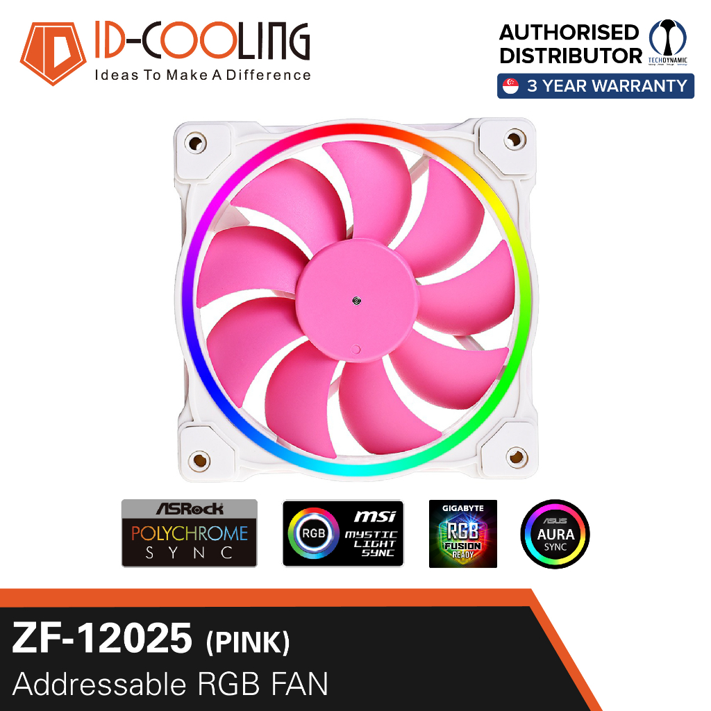 ID-COOLING ZF 12025, ARGB, Pastel Series PWM Cooling Fan [4 Color ...