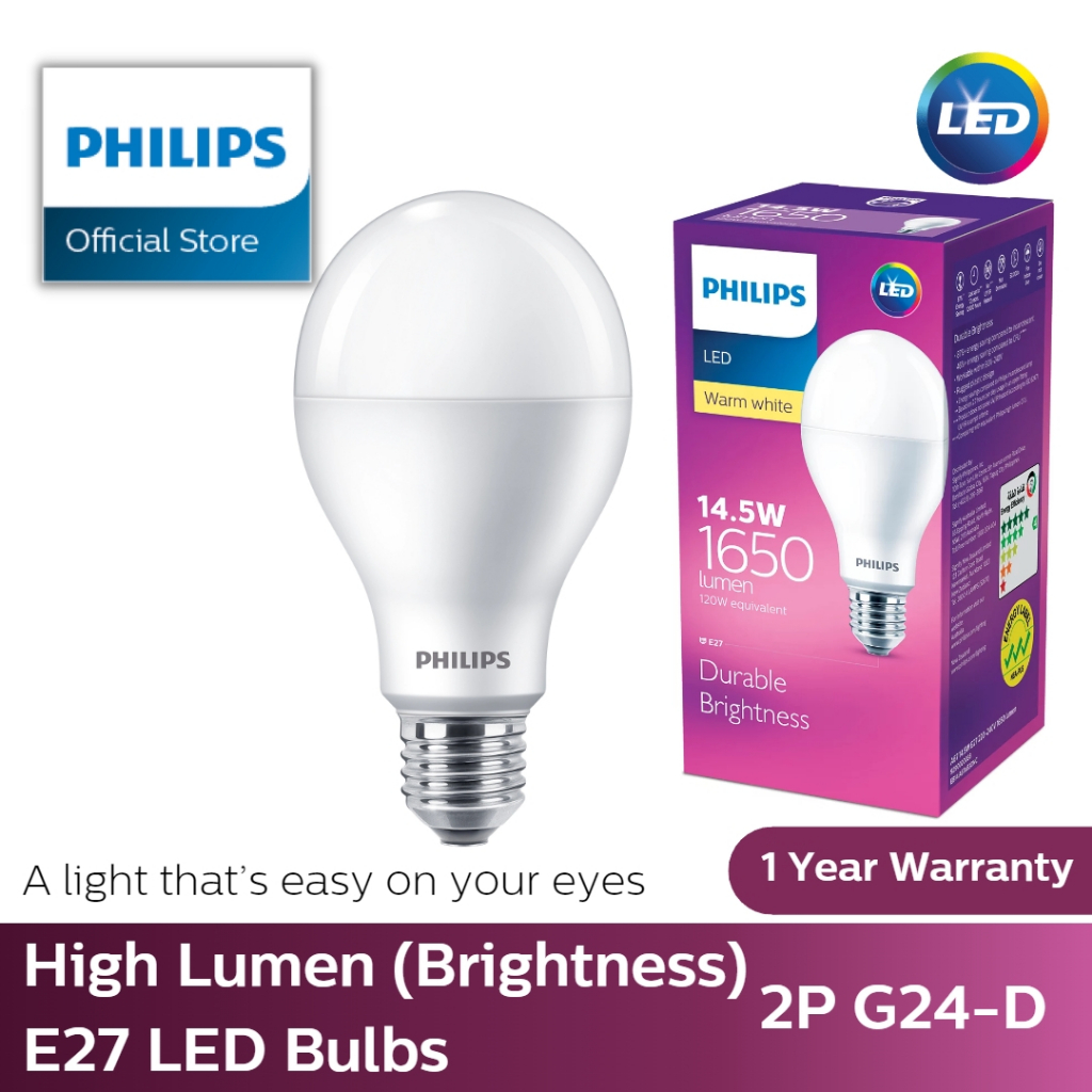 Philips High Lumen Extra Brightness LED E27 Bulb with