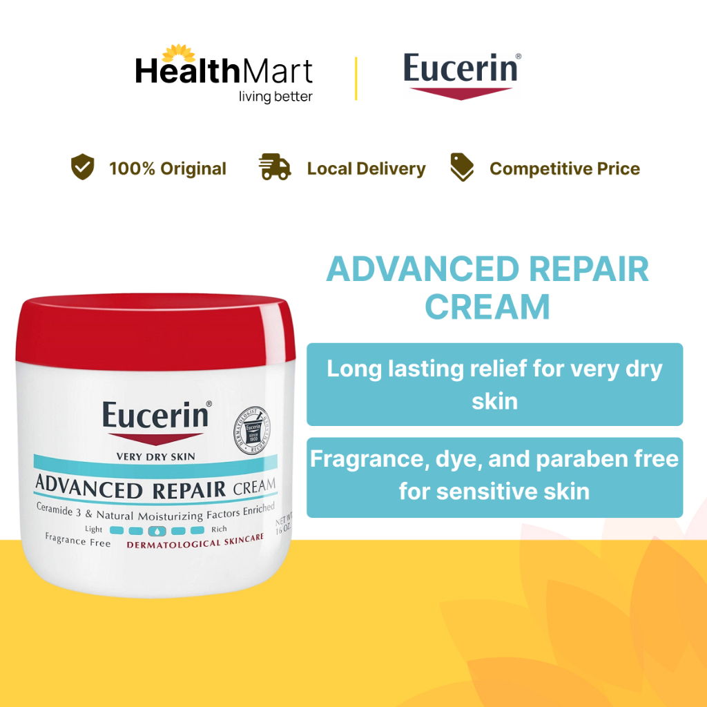 [sg] Eucerin Advanced Repair Cream Long Lasting Relief For Very Dry Skin 454g Shopee Singapore