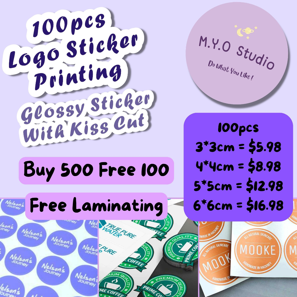 100Pcs Customised Sticker Printing | Personalized Sticker Label ...