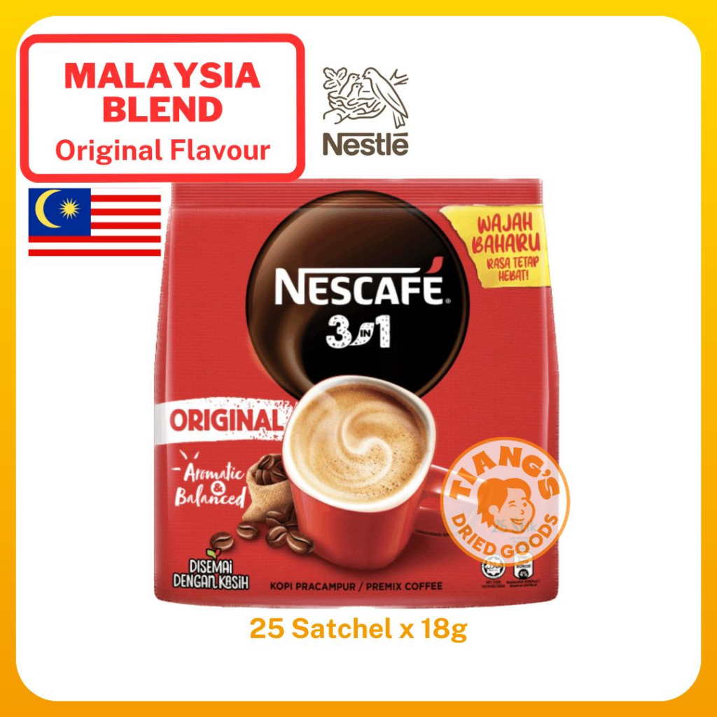 NESCAFE 3-in-1 Original Premix Coffee 450g (25 Sticks X 18g) Aromatic &  Balance