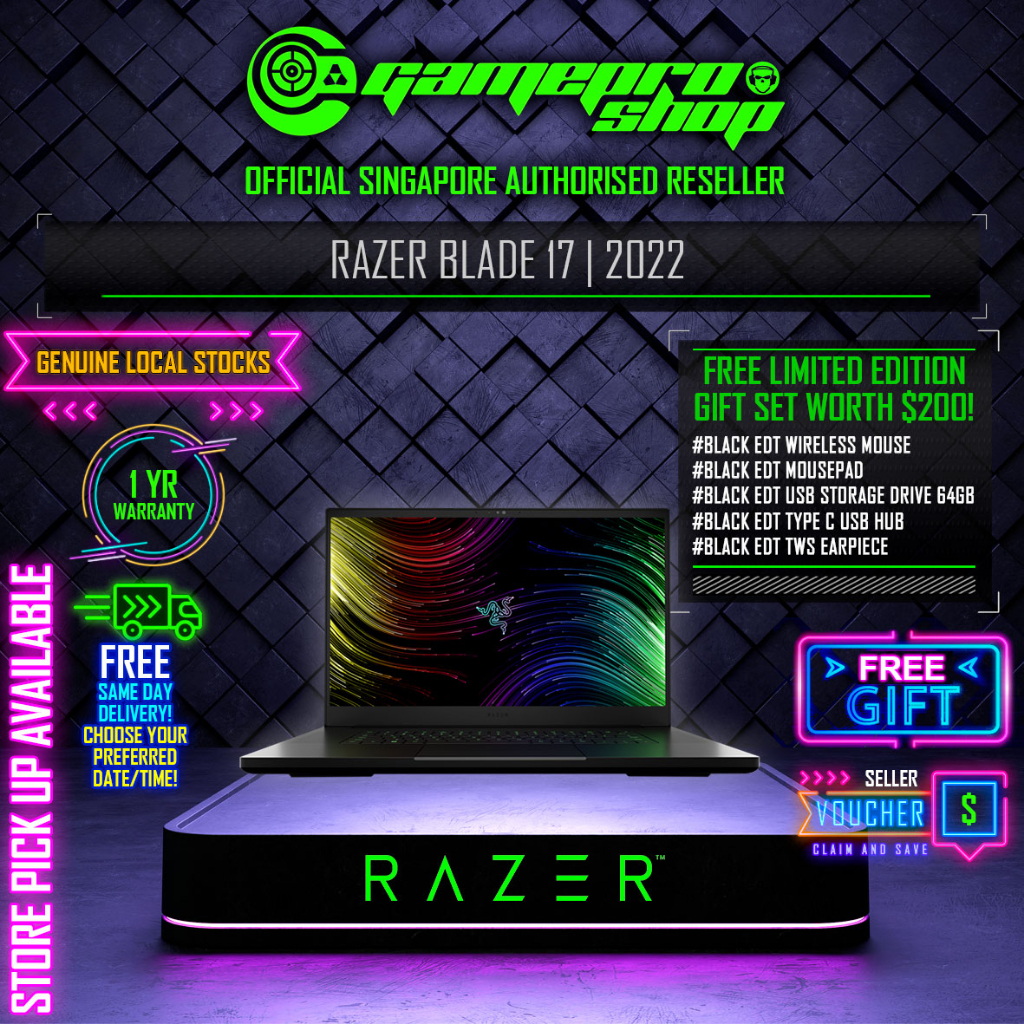 Razer Blade 17 Gaming Laptop | i7-12800H | RTX 3070Ti | 17.3 QHD'' 240Hz | W11 | 1Y | RZ09-0423NED3-R341