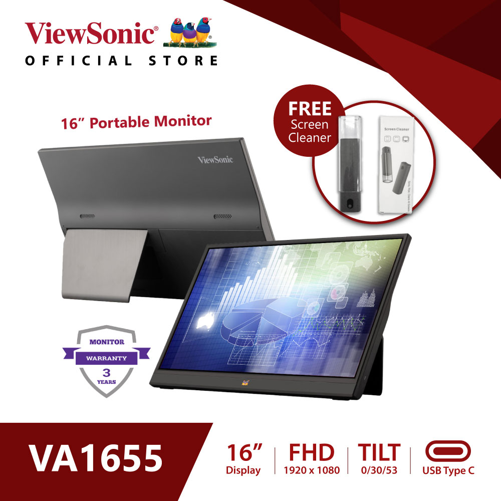 VA1655 ViewSonic 16” FHD USBC Lightweight 60Hz Portable Monitor
