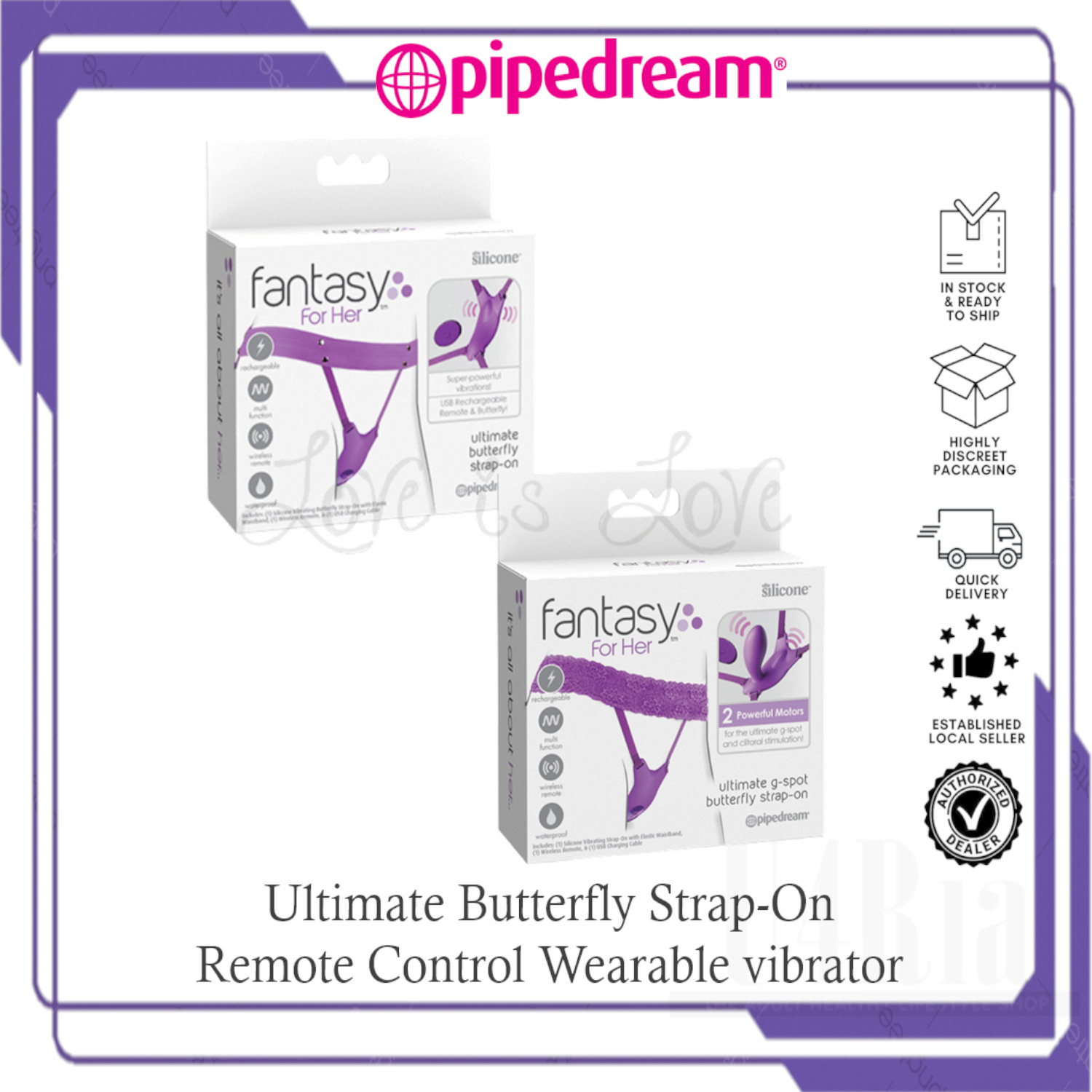 Lovely Planet Strap On Me Vibrating Bendable Strap On With Remote Control Purple Medium