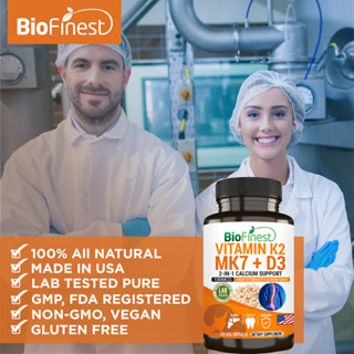 Biofinest Vitamin K2 Mk7 + D3 Supplement - Vitamin D K Complex Calcium ...