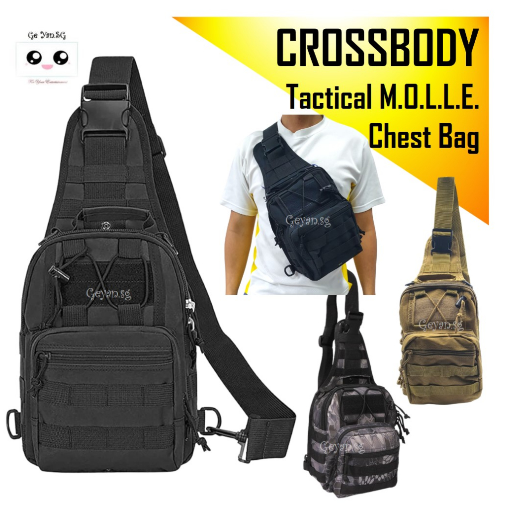SG SELLER Tactical Crossbody Bag Chest Messenger Shoulder Sling Bags Outdoor MOLLE Travel Pack Water Resistant Men Shopee Singapore