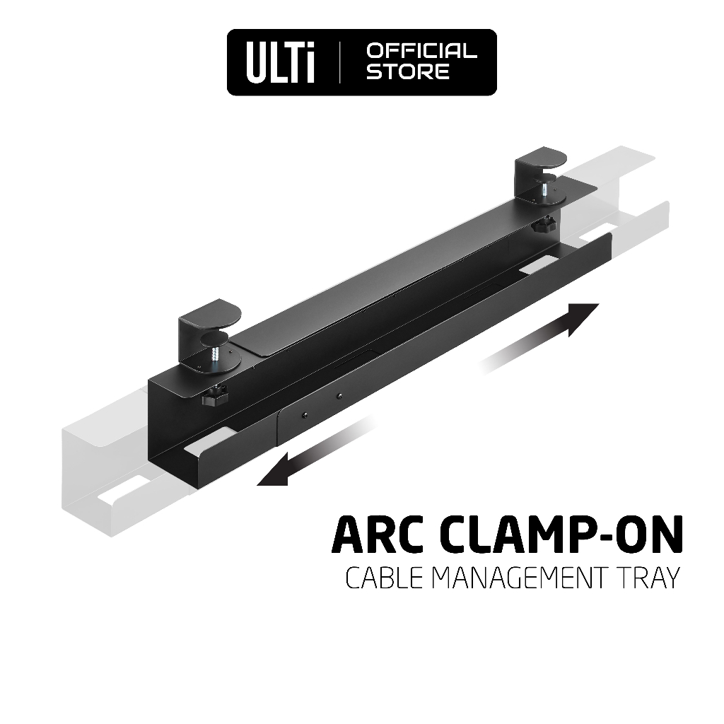 ULTi Arc ClampOn Cable Management Tray, Extendable & NoDrill Design