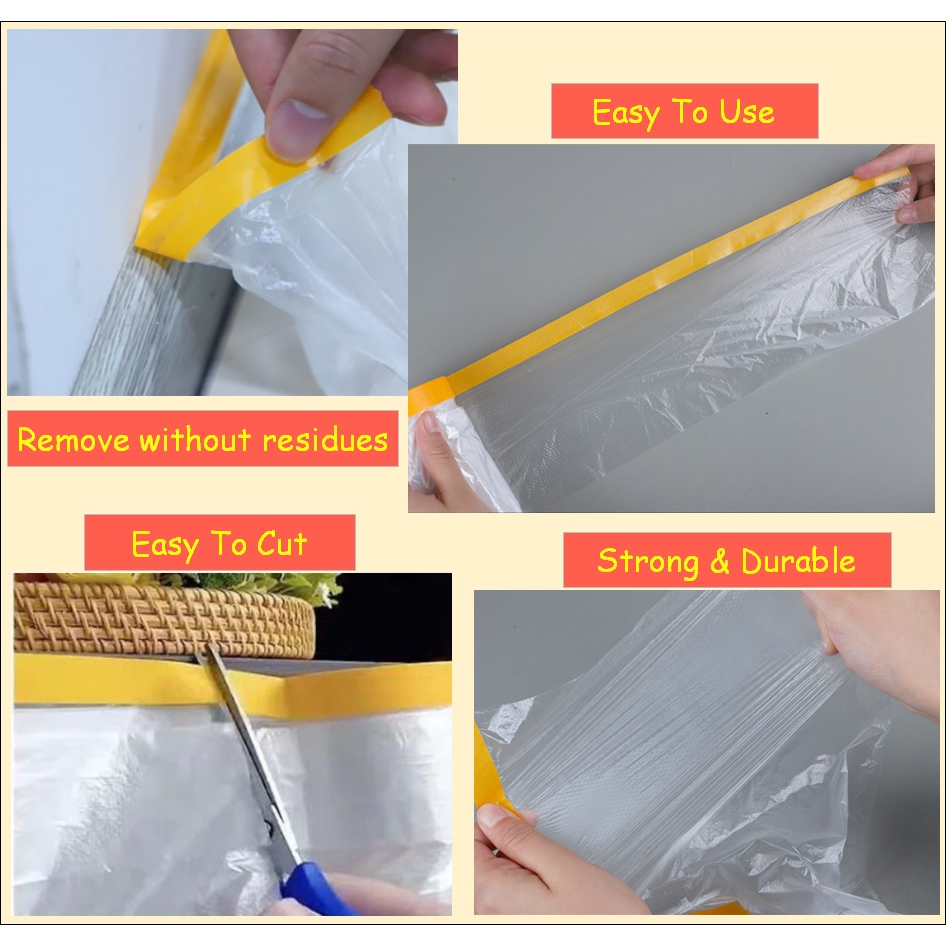 [SG Stocks] Pre-Taped Plastic Drop Sheet For Dust Prevention ...