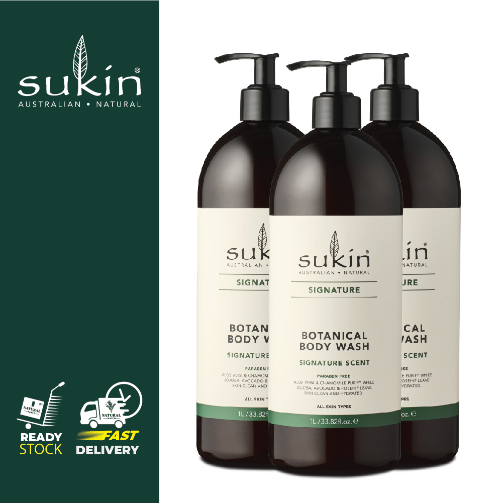 [BUNDLE OF 3] Sukin Botanical Body Wash 1L (Signature/ Eucalyptus