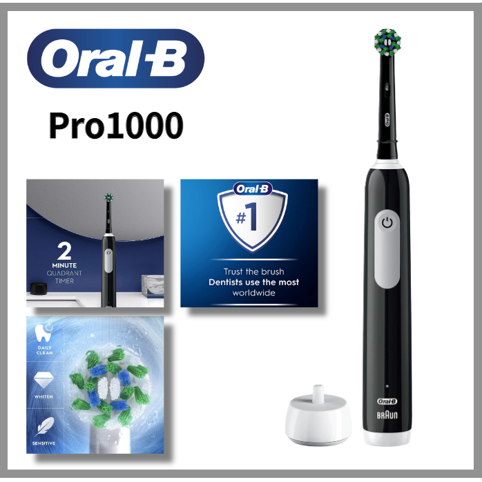 ORALB PRO 1000 Rechargeable Electric Toothbrush Pressure Sensor ADA
