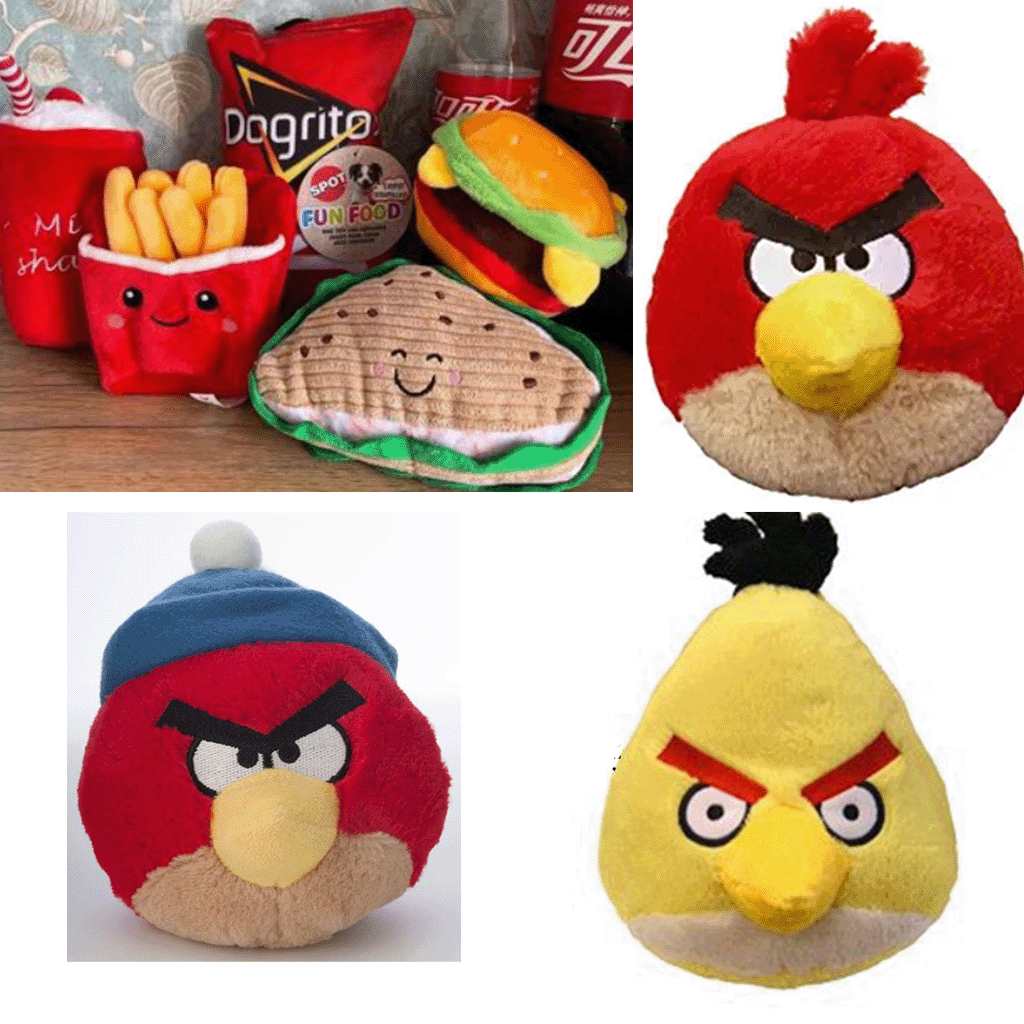 Dog Toy Squeaky Angry Bird McDonalds Fries Burger Milkshake