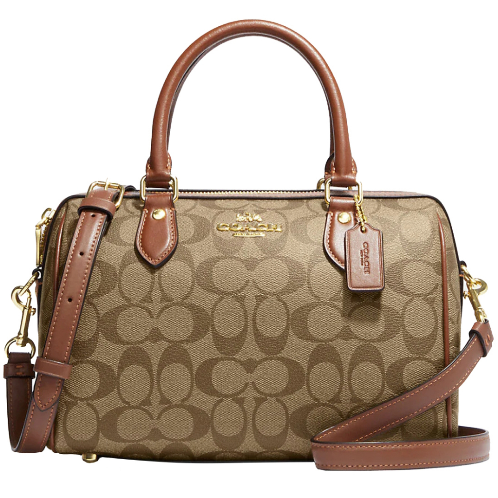 Coach Rowan Satchel Bag In Signature Canvas in Khaki/ Saddle 2 CH280