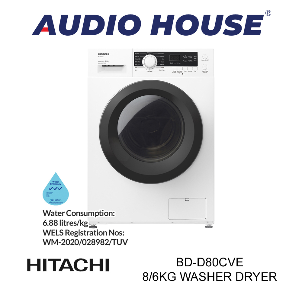 HITACHI BDD80CVE 8/6KG FRONT LOAD WASHER DRYER ***1 YEAR HITACHI