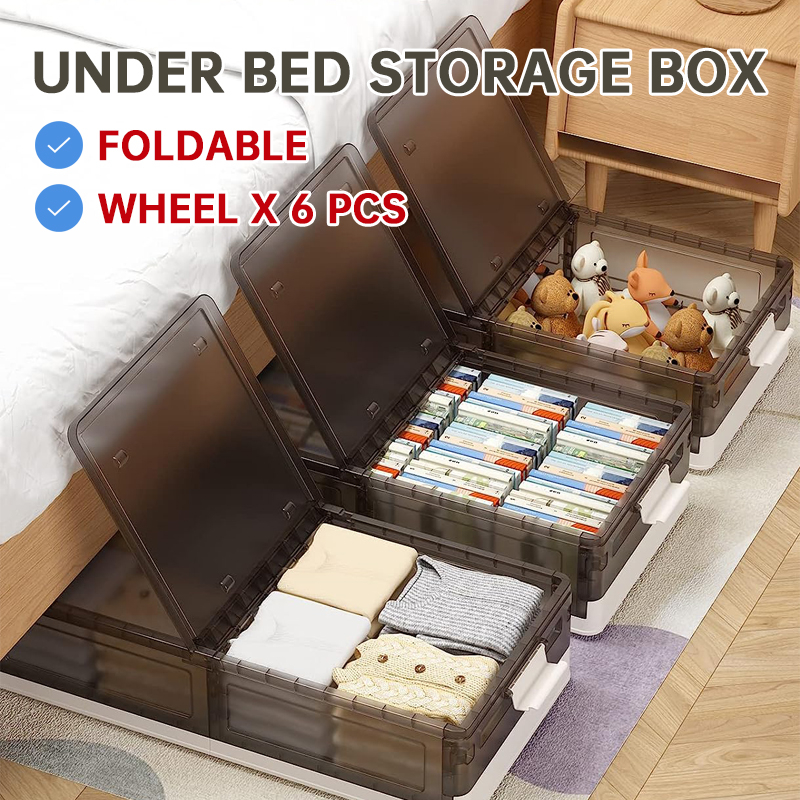 Under Bed Storage Containers Storage Box Stackable Under Bed Rolling ...