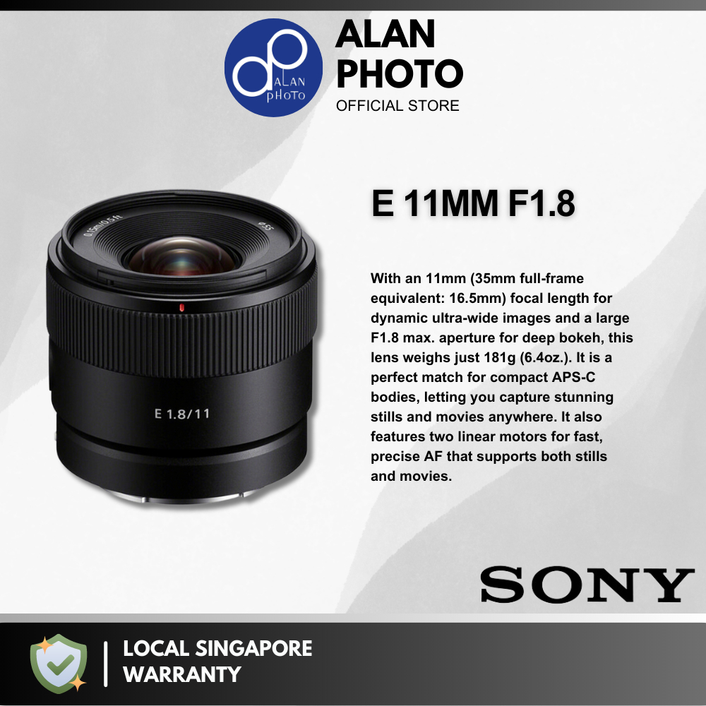 Sony E 11mm F1.8 Lens [SEL11F18] For Sony A6400 / A6700 / A6600 / ZV-E10 |  Sony SIngapore Warranty | Shopee Singapore