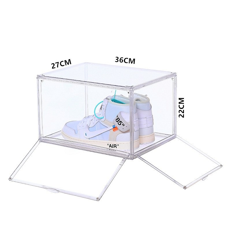 4X Magnetic Drop Side Shoe Box Stackable Shoes Sneaker Storage Container For AJ