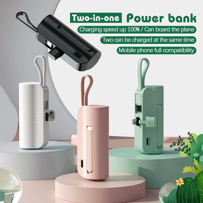 Tik Tok's Bestseller Mini Powerbank Small 5000mah With Built In Cable 