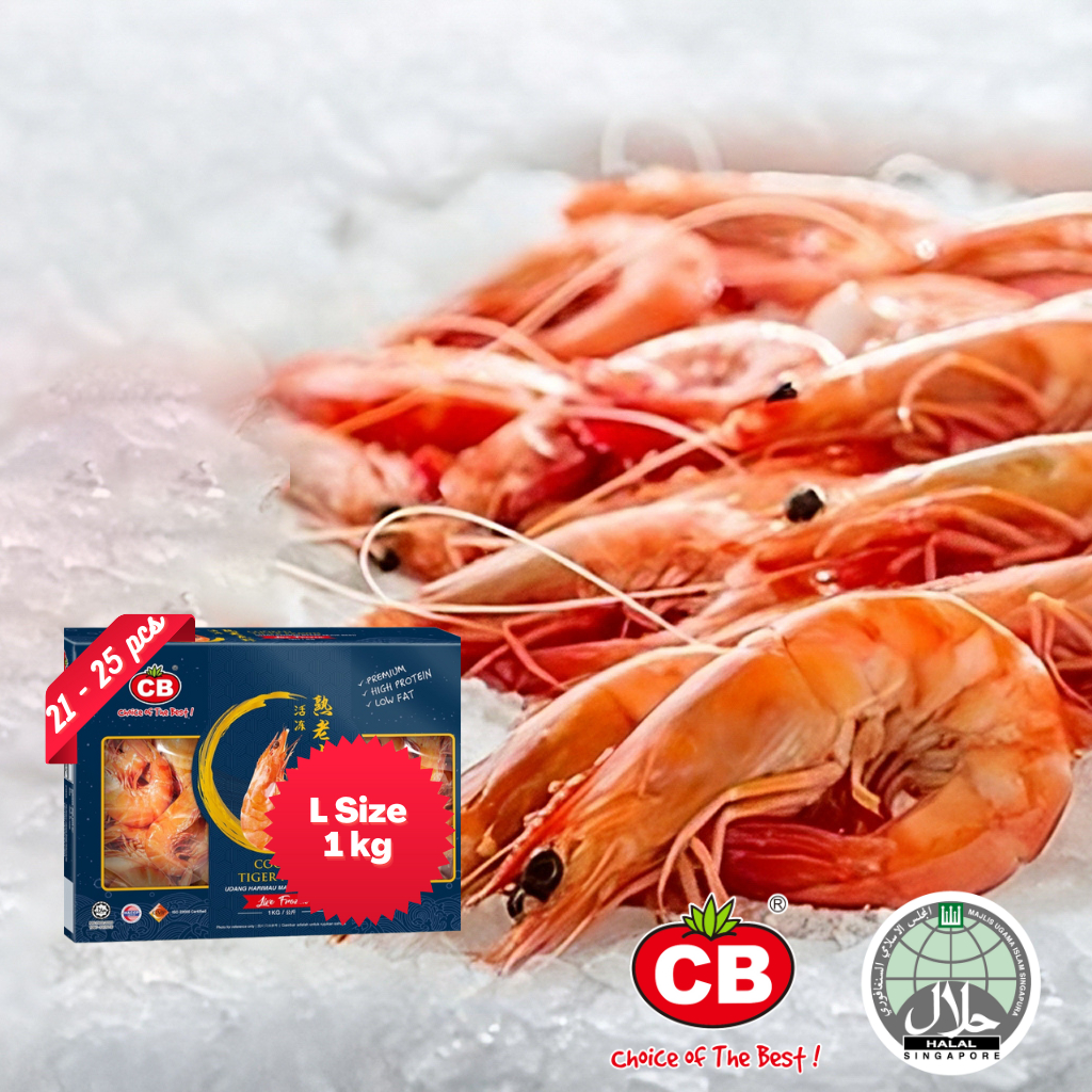 [CB] 1 kg Frozen Cooked Tiger Prawn Hoso 21/25