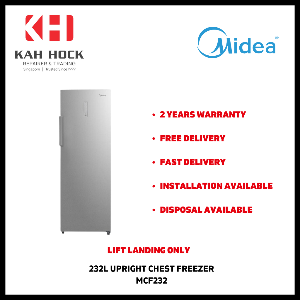 MIDEA MCF232 232L 1 DOOR UPRIGHT FREEZER 2 YEARS MANUFACTURER WARRANTY + FREE DELIVERY