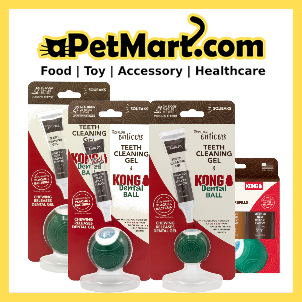 TropiClean Enticers Kong Dental Ball for Dogs & Teeth Cleaning Gel