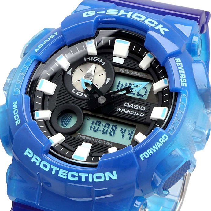 Time Cruze] G-Shock GAX-100 G-Lide Transparent Jelly Blue Tide