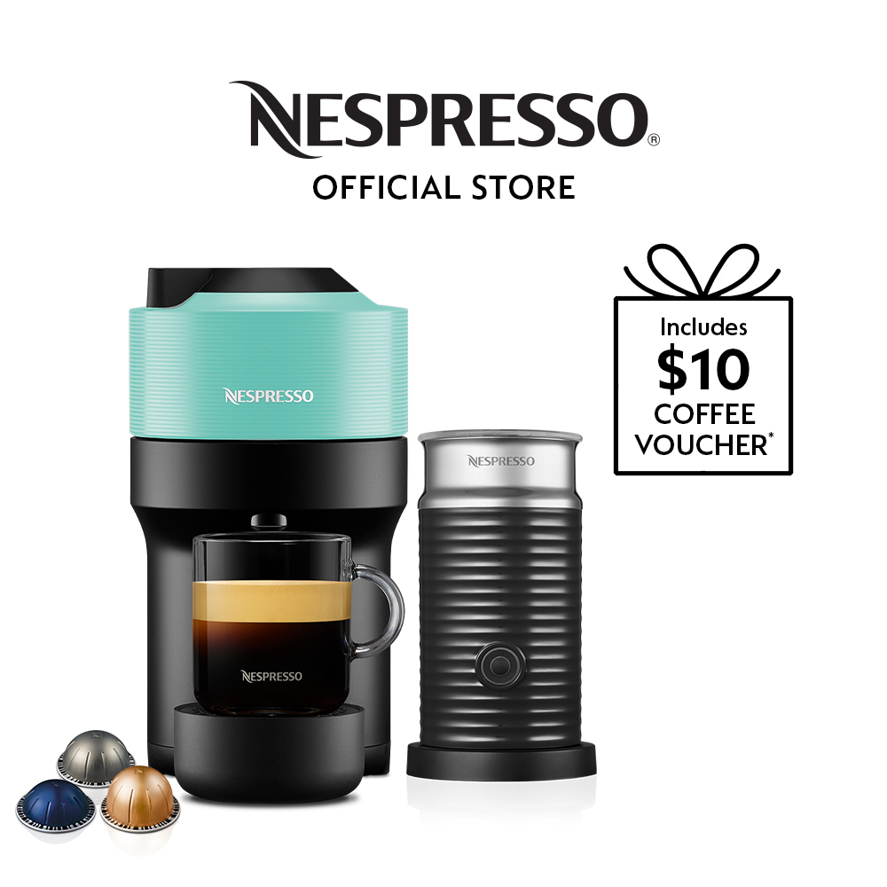 Nespresso® Vertuo Pop Coffee Machine, Aqua Mint & Aeroccino Milk