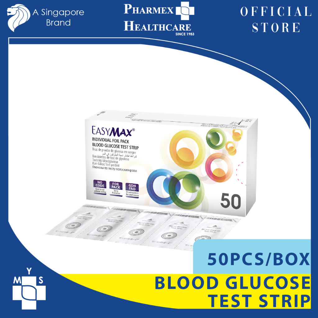 EASYMAX Blood Glucose Test Strip, 50Pc/Box Shopee Singapore