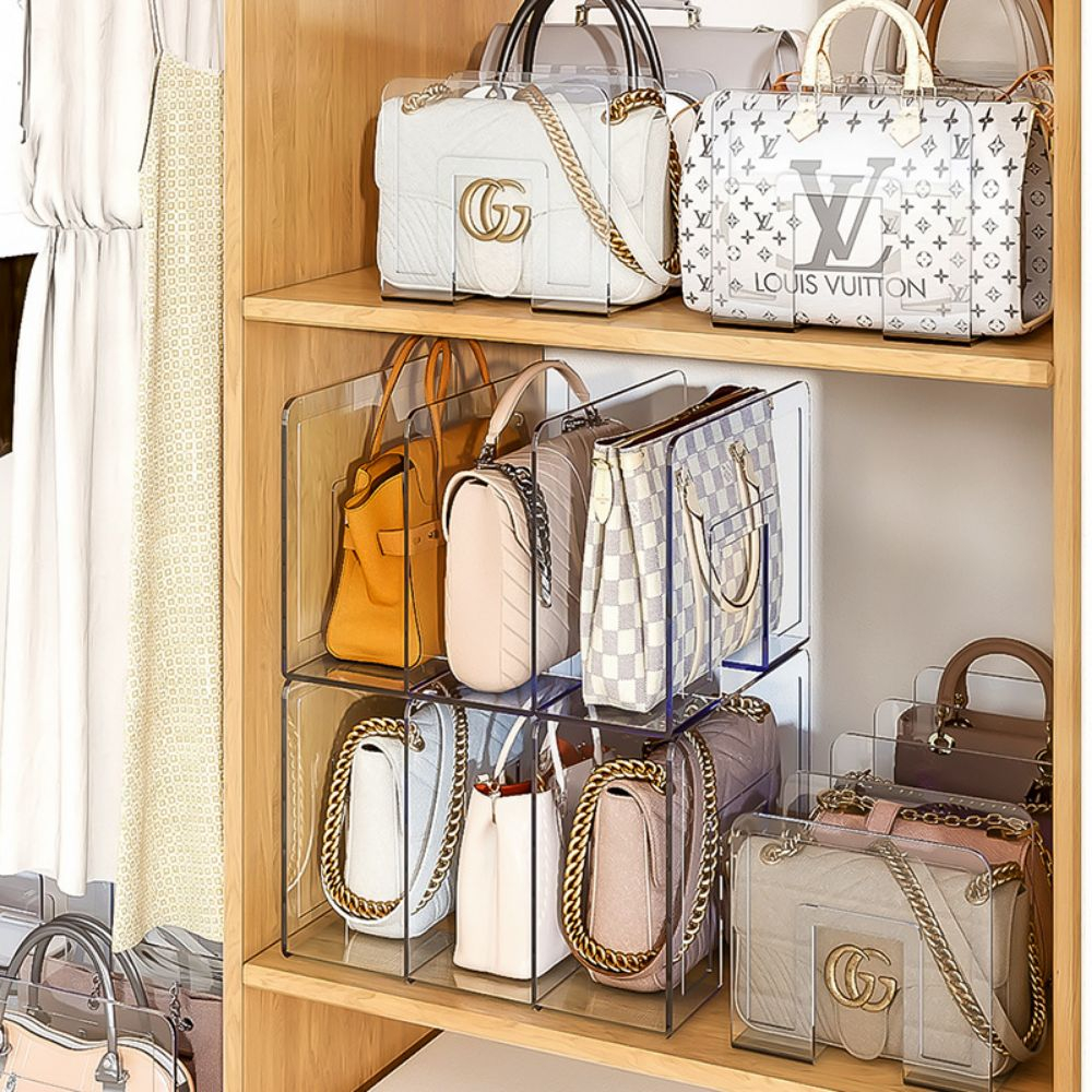 Stackable Bag Storage Box Transparent Divider Handbag Storage Rack ...
