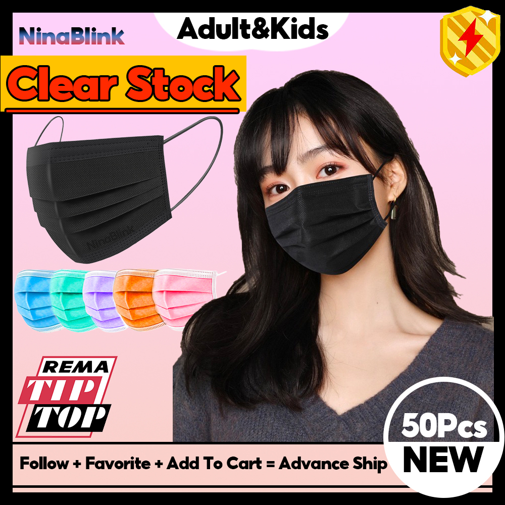 Clear stock 3Ply Disposable Black Mask Bulk/Individual Individually
