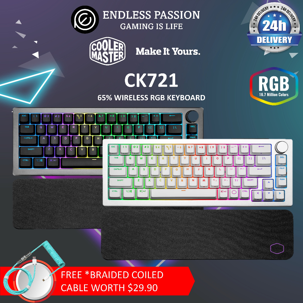 Cooler Master CK721 65 Hybrid Wireless 2.4GHz/Bluetooth Available in