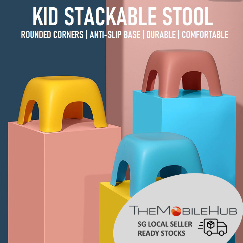 Kid Stool Stackable Child Stool Large 4 Legs Chair AntiSlip Bathroom