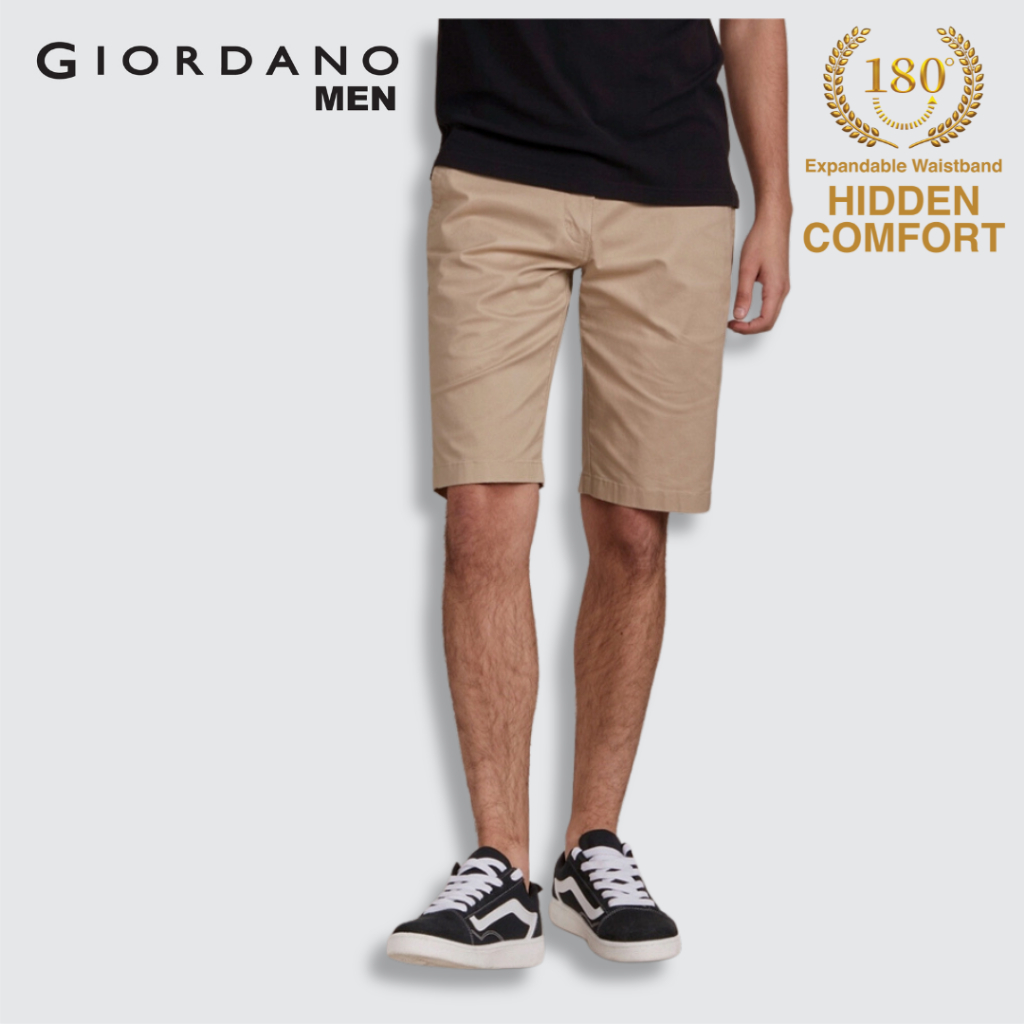 Giordano Men 180° Expandable Waistband Low-Rise Slim Shorts | Shopee ...