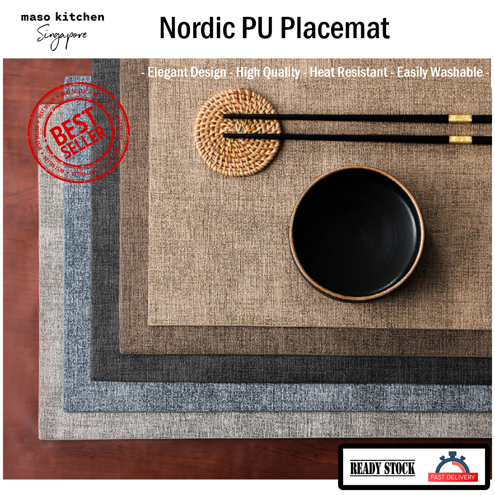 [SG Seller] Placemat PU Leather Reversible Waterproof Heat Resistant