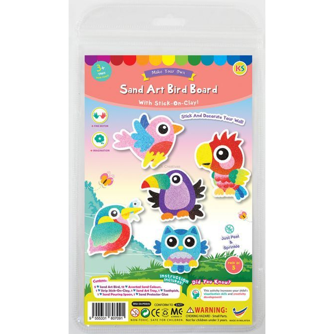 [Fun Art and Craft Kids] Birds 5in1 Sand Art Board Kit Shopee Singapore