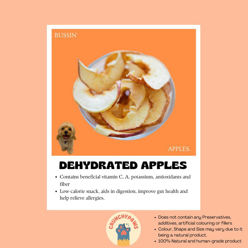 AirDried Dehydrated Apple Treats [SG] Dog&Cat with no Additives or