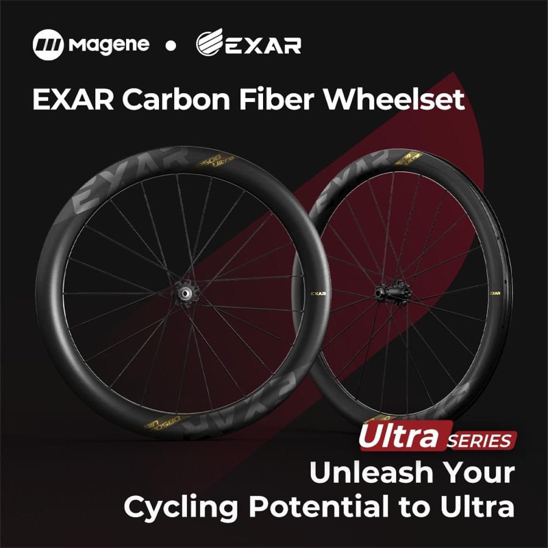 Magene EXAR Ultra 2023 Carbon Fiber Disc Wheelset Carbon Spokes 1290g ...